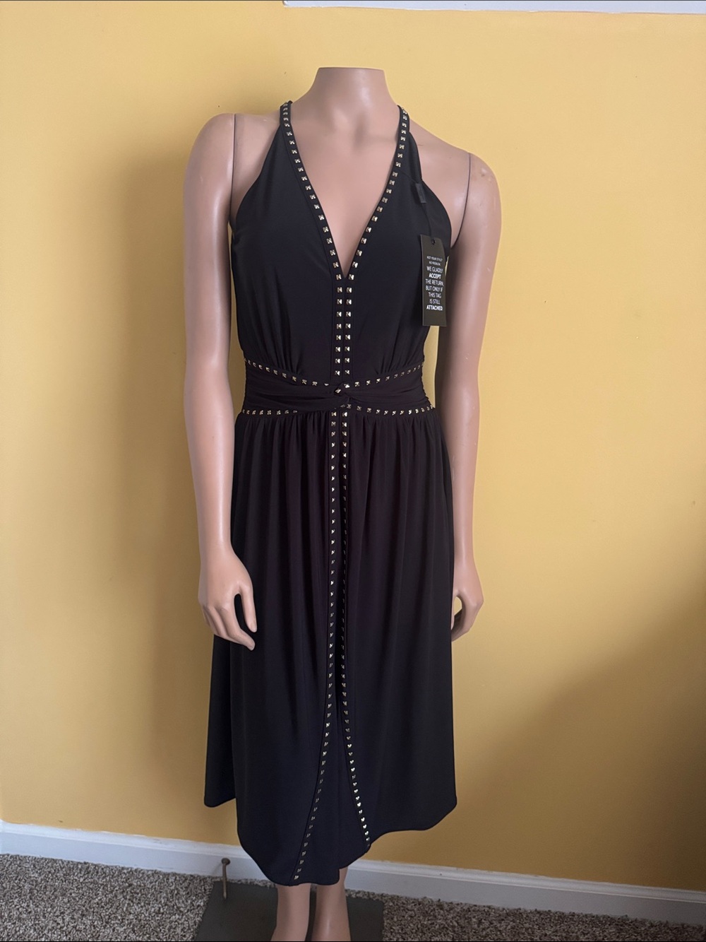 NWT! White House black market Halter Black Midi Dress size 4